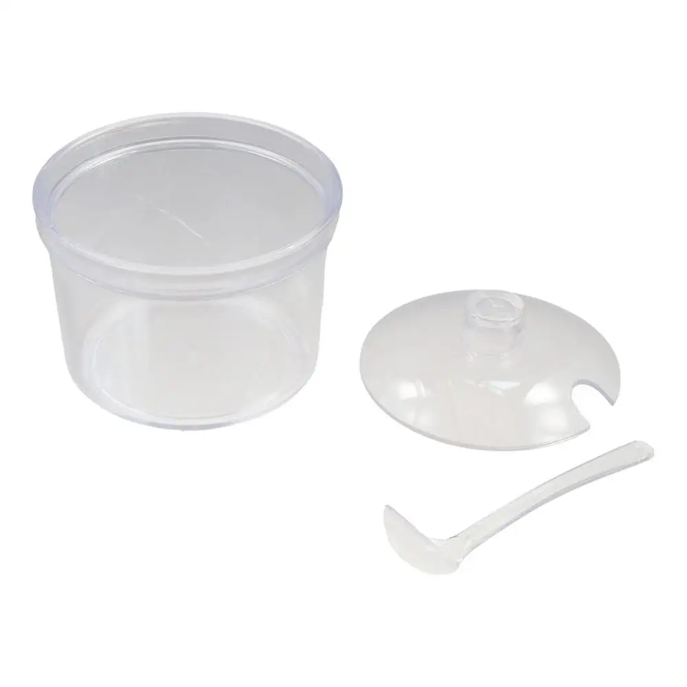 Seasoning Box With Spoon and Lid Acrylic Sugar Bowl Transparent Anti fall Seasoning Jar Visible Condiment Container Dining Table