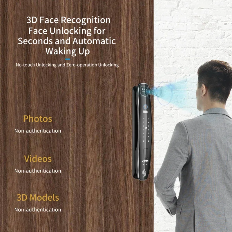 3D Face Smart Door Lock Security Camera Monitor Intelligent Fingerprint Password Biometric Electronic Key Unlock CS7