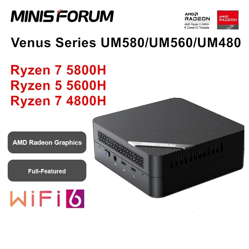 MINISFORUM UM580 Mini PC Gamer AMD Ryzen 7 5800H 4800H 5