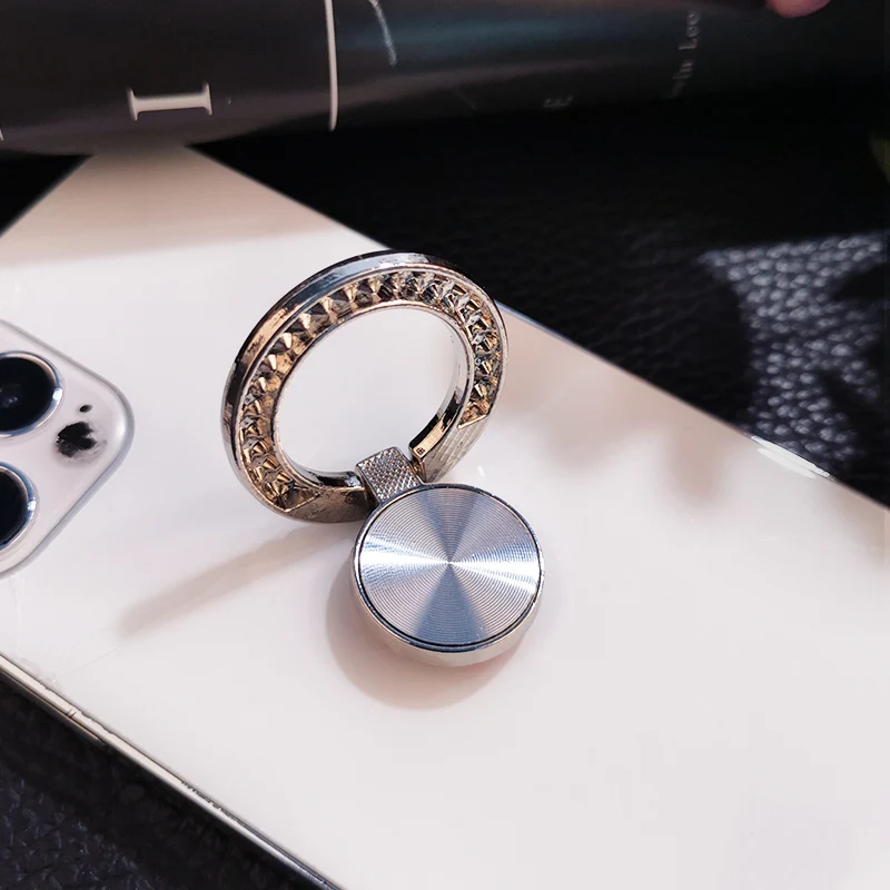 Crystal Round Phone Finger Ring Holder For iPhone Redmi Samsung Thread Metal Grip Rotation Cellphone Stand Mount Bracket car mount phone holder Holders & Stands