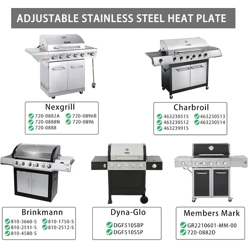 Adjustable Barbecue BBQ Grill Flame Tamers Burner Covers Heat Deflectors Stainless Steel Gas Grill Replacement Parts 1-4Packs