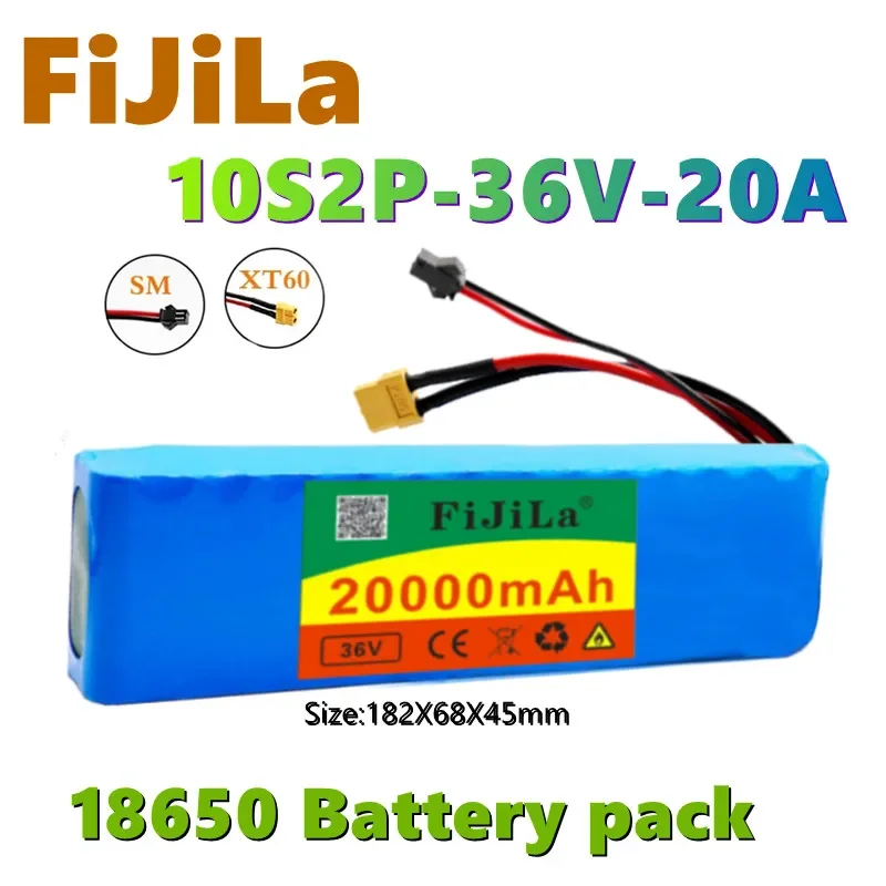 

36V 20Ah 18650 lithium battery pack 10S2P 250-500W High Power ebike Battery 20000mAh 42V Electric bicycle Scooter motor with BMS