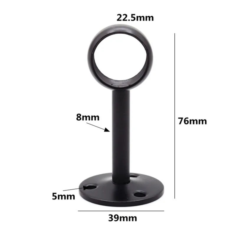 Curtain Ceiling-Mount Bracket Stainless Steel Flange Rod Holder Closet Pole End Supports Socket for 16/22mm Tube
