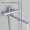 Thermostatic Shower Faucet Mixing Valve Thermosatic Faucet Bathroom Long Rotate Spout Taps Bathtub Faucet Wall Mount Brass Crane 3