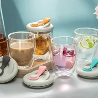 Coffee Cup Tiki Lovely Cups Coffeeware Teaware Double Wall Glassware Glass Mug Portable Drinkware Kitchen Dining Room Tableware 6