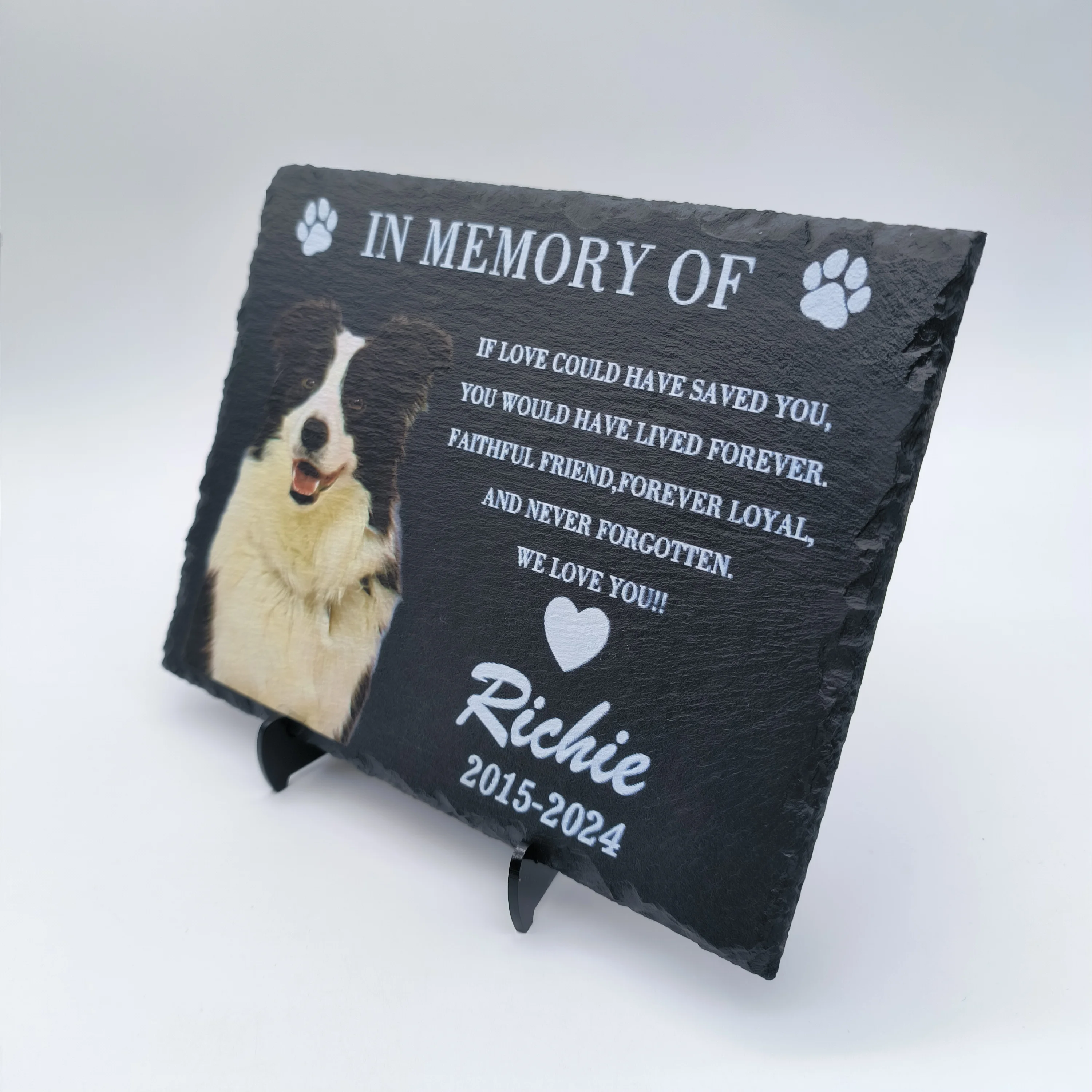 Personalized Handcrafted Rectangular Natural Slate Pet Memorial Plaque Engraved Keepsake For A Beloved Pet Durable