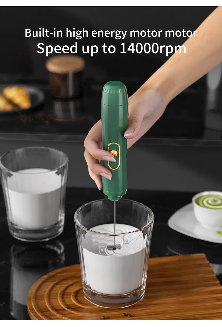 Description Picture 5 of item1PCS Handheld Electric Milk Frother Egg Beater Maker Kitchen Drink Foamer Mixer Coffee Creamer Whisk Frothy Stirring Tools