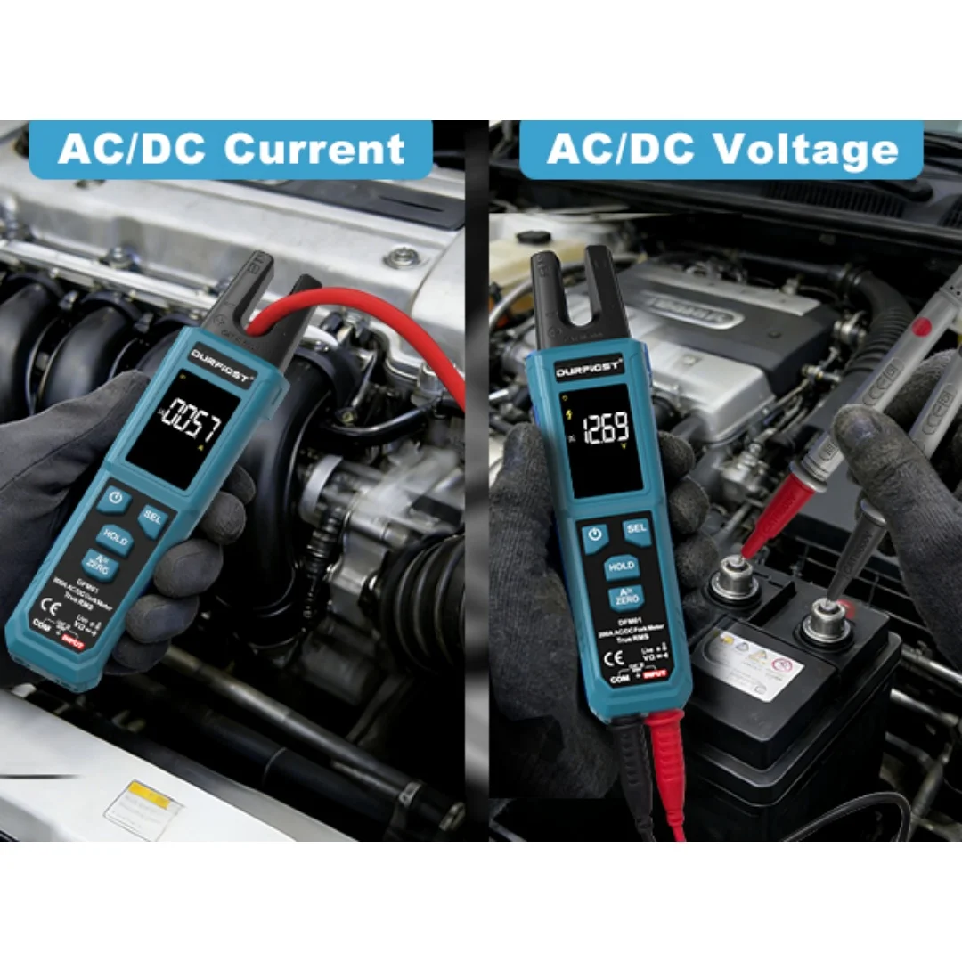 포크형 전류계, 비접촉식 전류 전압계 자동 범위 0-200A 스마트 클램프 미터 AC/DC 600V NFC 멀티미터 옴계 라이브 와이어 테스트
