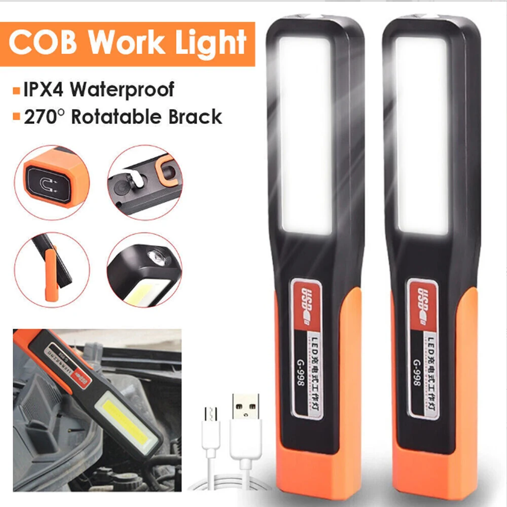 LED Flashlight LED Work Light Work Light Powerful LED Work Light with Magnet lighting Flashlight Car Garage Mechanic Lamp USB Charging