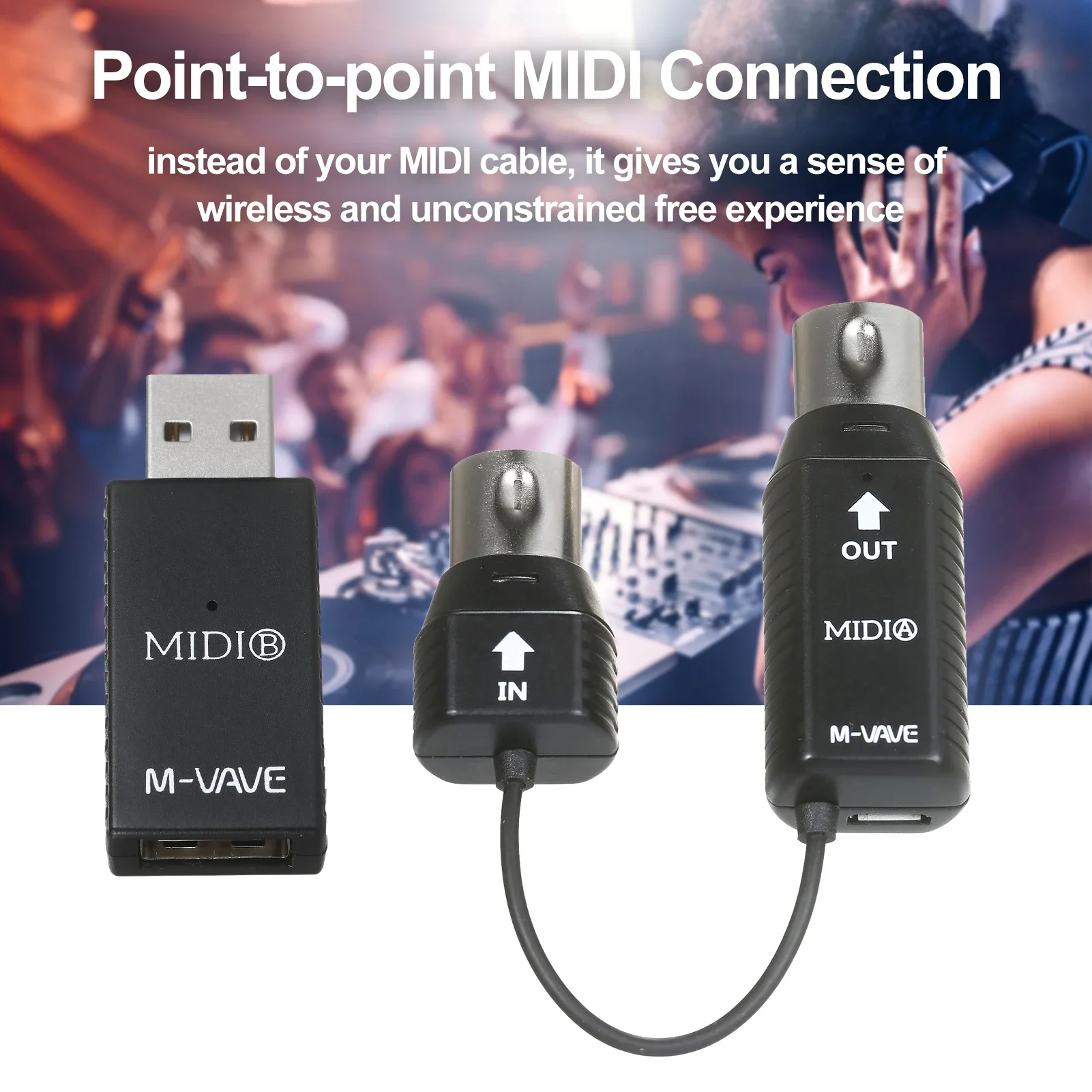 M-VAVE MS1 Mini Wireless Transmission System MIDI Wireless Adapter Plug and Play Support for Devices with MIDI