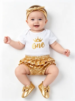 Vestiti per neonato Body per neonato Top a maniche corte Un anno Compleanno Vestiti Neonata Bambini Pagliaccetti Tutina