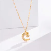 DIEYURO 316L acier inoxydable lune Projection pendentif collier pour femmes de luxe strass clavicule chaîne filles bijoux cadeau 3