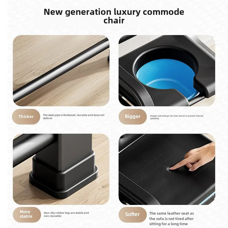 Sofa Gourd Type Toilet Chairs, Commode Toilet Chair for Elderly Disabled, Solid Portable Commode Chairs Elderly Transfer Chairs 5