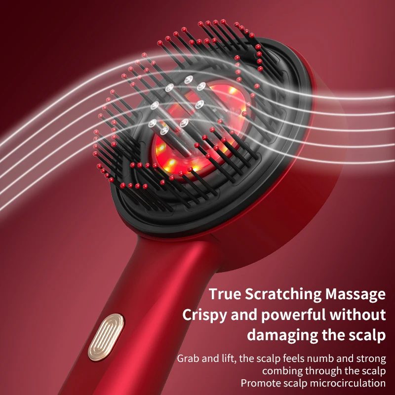 Electric Massage Comb Vibration Red Light Therapy Hair Growth Massage Scalp Brush Anti Hair Loss Liquid Oil Applicator
