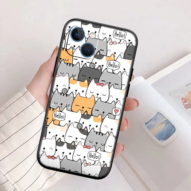 Adorable Cat Cartoon Phone Case - Whimsical Feline Design Protector