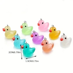 Set of 10 Luminous Multicolor 3D Duck Resin Charms - DIY Jewelry and Accessory Crafting Supplies (10pcs)