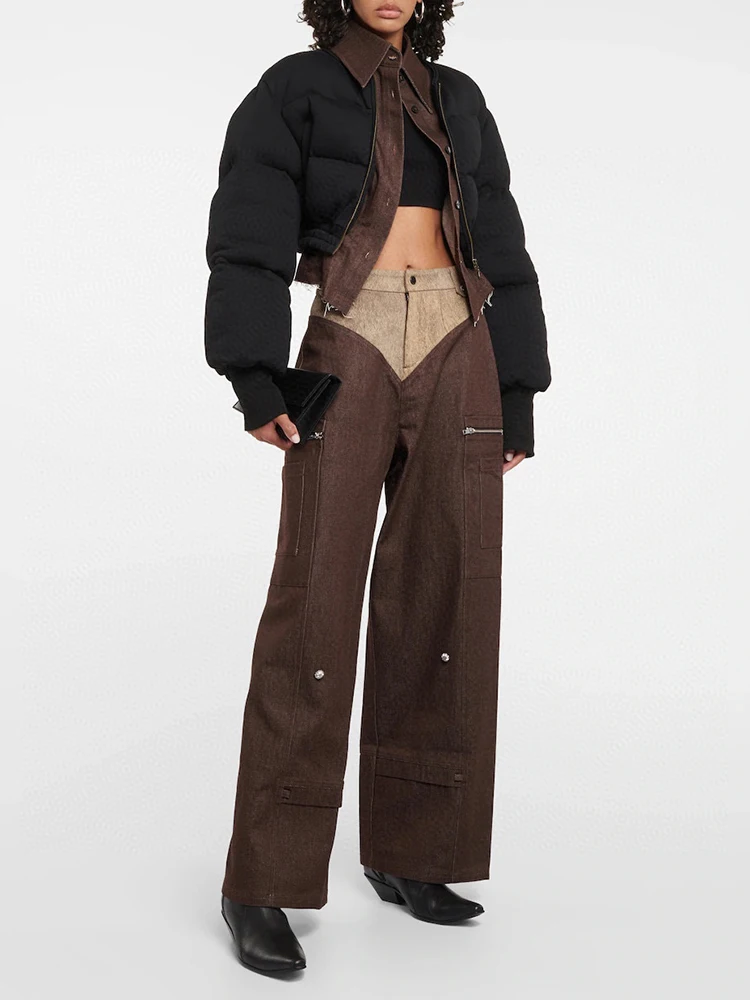 

Fake two pieces splicing Women's down jacket winter warm duck down filling fashionable versatile short Women's jacket 2023 new