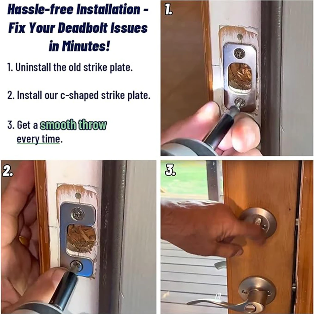 Description Picture 6 of itemAdjustable Strike Plate for Exterior Doors Large Hole Door Strike Plate Smooth Lock Every Time for Electronic Locks Smart Locks