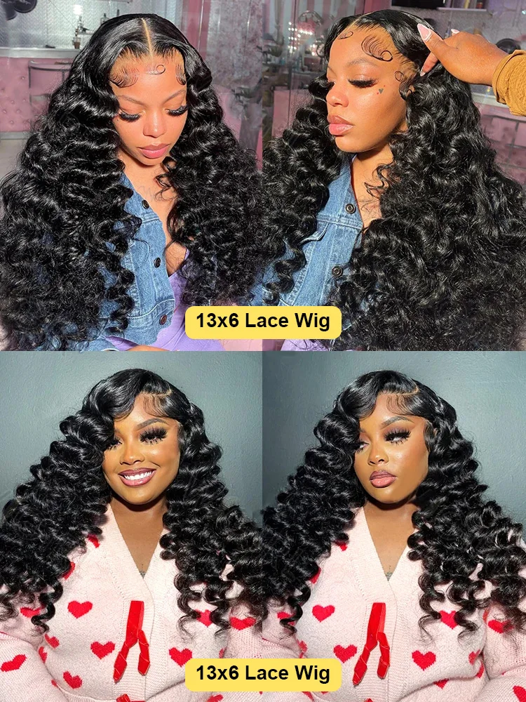 Density curly Loose Wave 13x6 HD Lace Front Human Hair Wig 30 40 Inch Loose Deep Wave 13x4 HD Lace Frontal Curly Wigs For Women