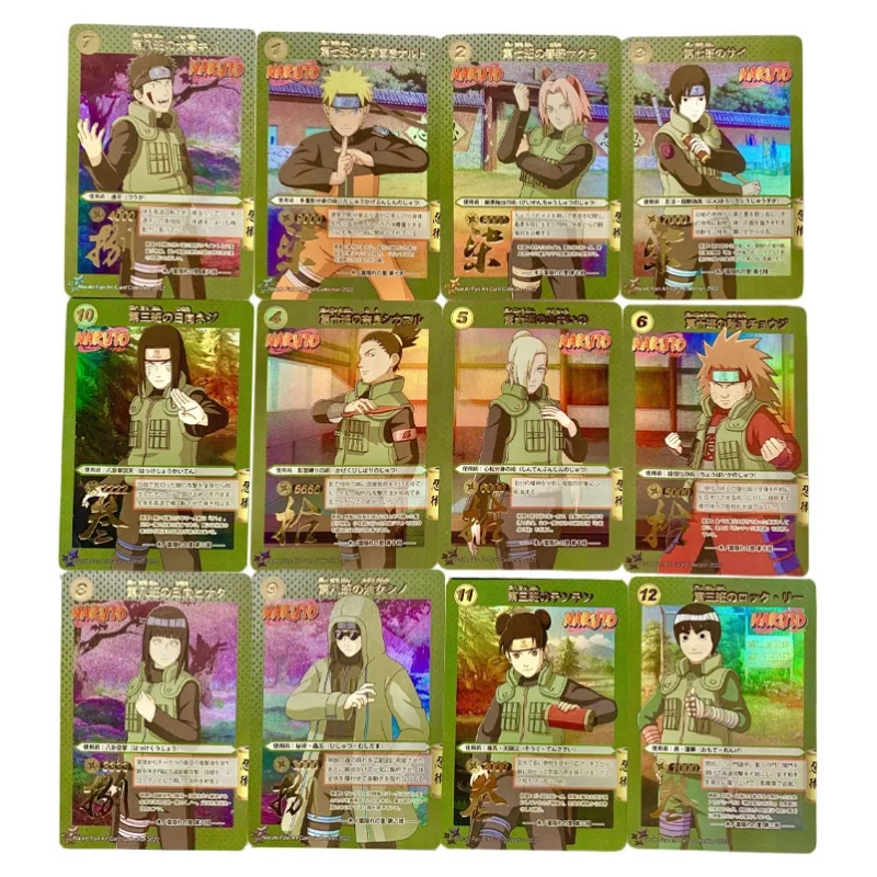 

12pcs/set Naruto Animation Characters Haruno Sakura Sai Refraction Embossed Bronzing Card Anime Classics Game Collection Toy