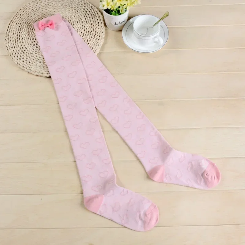 

Pink Bow Patchwork School Female Knee Socks Embroidery Women's Stockings Kawaii Campus Long Socks Cute Girl Thigh High Stocking