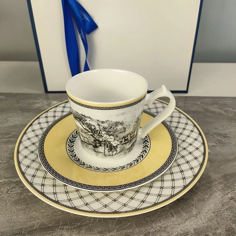 

German Treasure Coffee Cup Dish Set Bone China High Temperature Resistant Dim Sum Dish Mug Antique Style Tableware No Gift Box