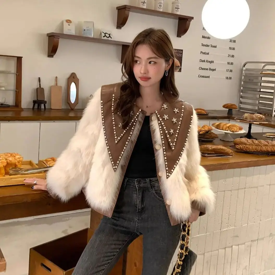 korea-winter-faux-fox-fur-grass-coat-for-women's-youth-fur-one-piece-doll-neck-fur-free-shipping