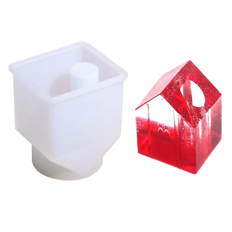 House-shape Silicone Mold Flower Storage Vase Epoxy Resin Mold for Diy Crafts Dropship