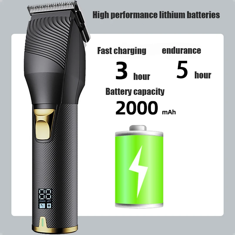 WAIKIL Professional Men's Electric Barber Multi functional Oil Head Electric Clipper USB Charging LCD Display Cordless trimmer 5