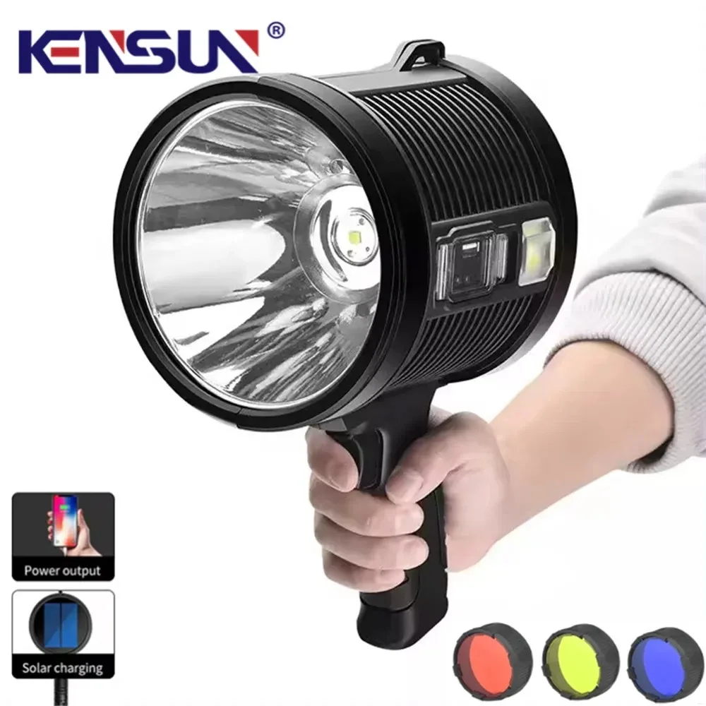 Powerful Lantern High Power LED Flashlight Solar Panel USB Rechargeable Strong Searchlight With COB Side Lamp Torch For Outdoor