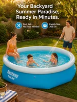 Piscine gonflable ronde 305x76 cm, installation rapide, piscine familiale pour jardin, cour, plaisir estival, matériau Tritech durable 7