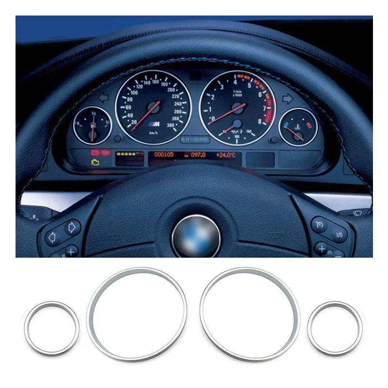 

4pcs Car Accessories interior decorative Speed Meter Gauge Cluster Bezel Dashboard dial Dash Ring For BMW E38 E39