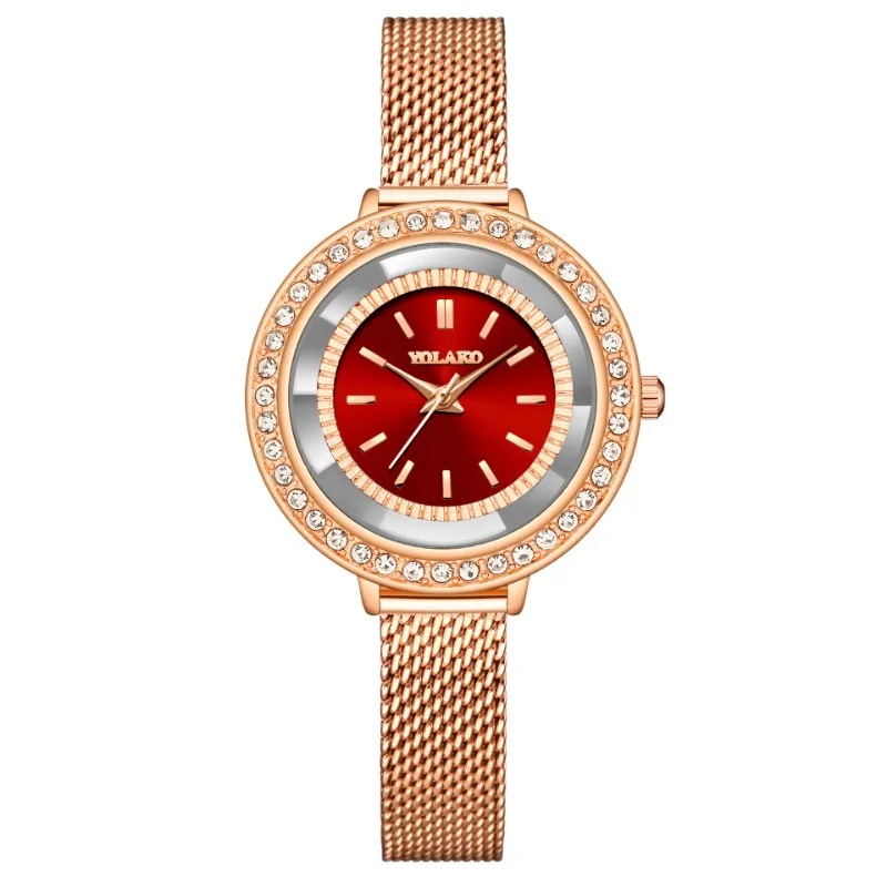 

Luxury Branded Women Quartz Watch Exquisite Crystal Diamond Design Mesh Strap Simple Temperament Versatile Student Watch Relogio