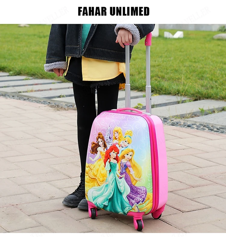 18 Inch Disney Travel Suitcase With Wheels Cartoon Luggage Travel Bags For Children