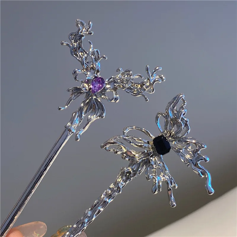 Hair Accessory Fashion Butterfly Hair Sticks Women Metal Hair Clip Pins Minimalist Irregualr Girls Hairpins Bun Maker Headwear