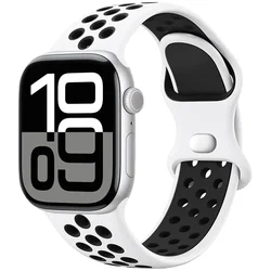 Premium Silicone Wristband for Smartwatches - Adjustable and Durable Design (White black)