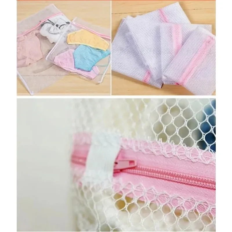 3-Piece Set Laundry Bags - Zippered Mesh Washing Bags for Delicate Undergarments and Household Cleaning 2