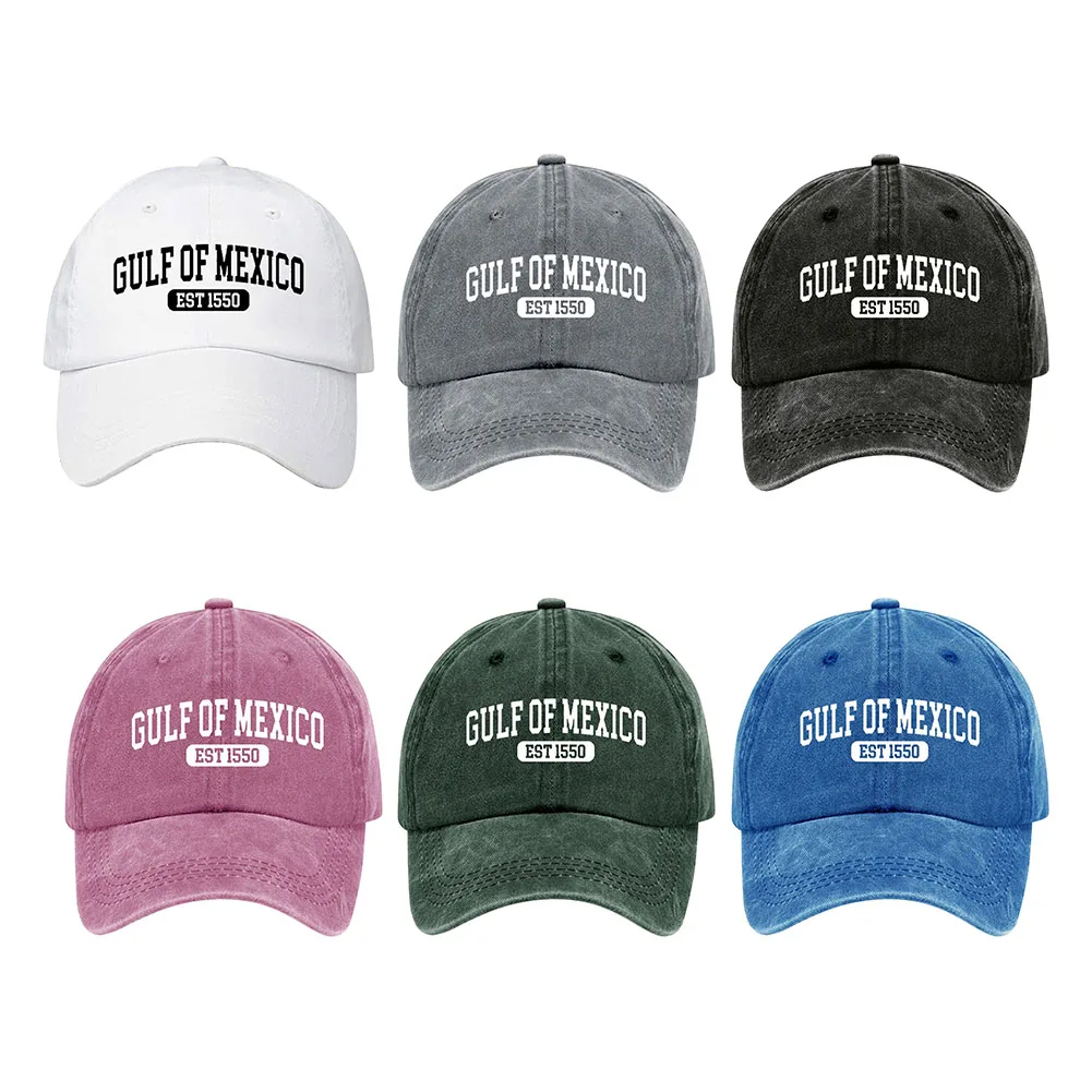 Gulf of Mexico Est 1550 Baseball Cap Vintage Golf Dad Hat Washed Cotton Trucker Hat Adjustable Sports Sun Men Women Cap