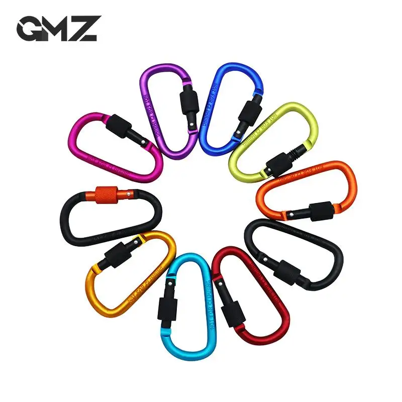 

1Pc Outdoor Sports Multi Color Aluminium Alloy Safety Buckle Keychain With Lock Camping Hiking Climbing Button D-shape Carabiner