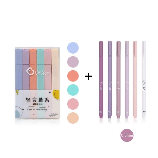 JIANWU 6pcs/set Creative cute morandi Simple small fresh gel pen kawaii Quick drying Cap neutral pen journal supplies Stationery gel pen mark pen E