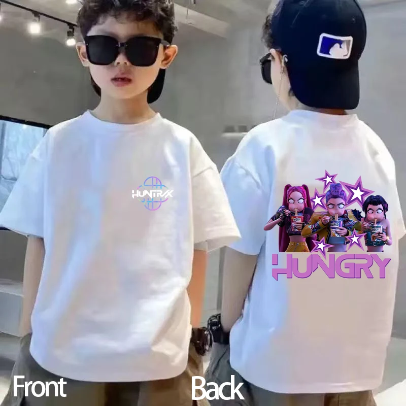 New 2025 Korean Wave Demon Hunter Printed Fashion Casual Round Neck Cartoon Girl And Boy Cotton T-shirt 6
