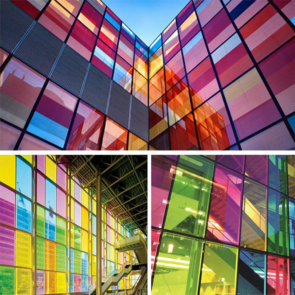 20x30cm 6pcs Bundle Transparent Decorative Window Film Anti UV Colorful Adhesive Vinyl Sheets Glass Film for Festival Home Decor