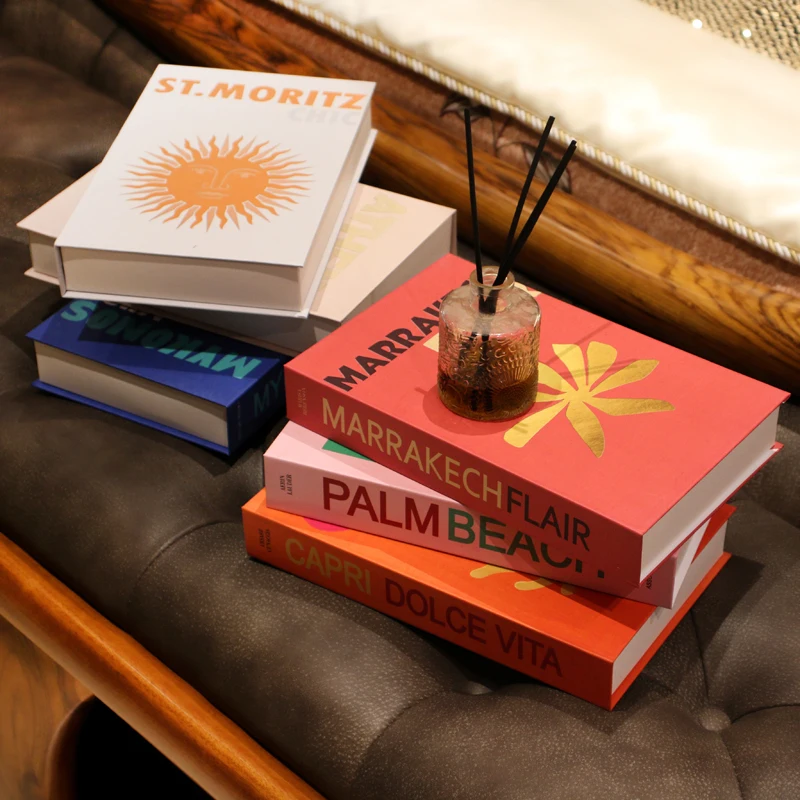 Декоративная поддельная книга коробка для книг с разноцветным принтом набор