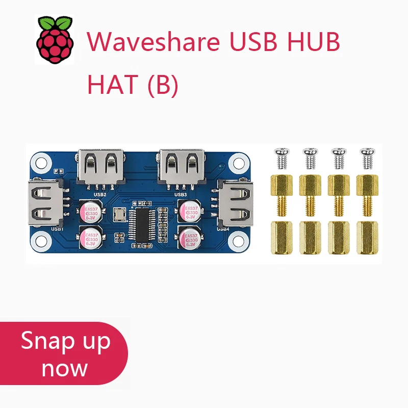 Cappello Hub Usb Waveshare (B) Per Raspberry Pi Series, Porte 4X Usb 2.0, Pin Pogo Specializzato Per Serie Zero
