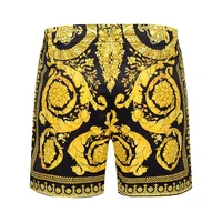 Summer New Style Men Short With Pockets Golden Print Men's Swim Trunks High Quality Quick Dry Beach Swiming 2