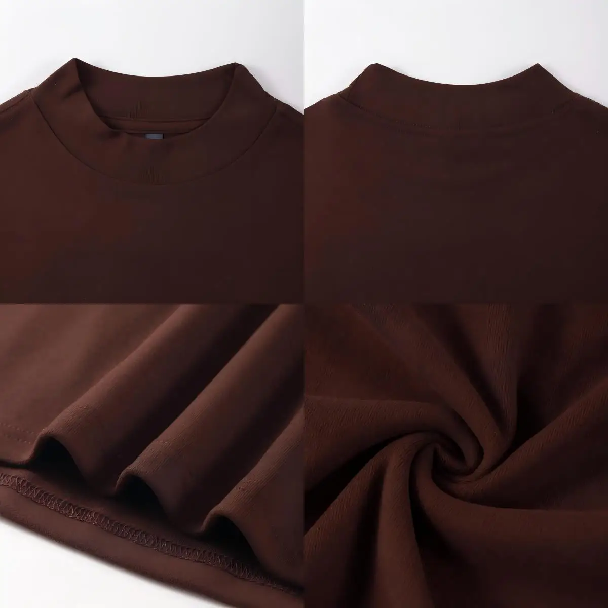 Male Solid Mock Neck Shirt Comfortable Soft  Autumn Tee Vintage Fashion Long Sleeve Unisex Fleece Basics Elasticity Clothes