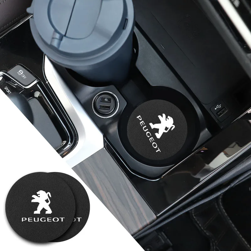 Car Interior accessories Leather Water Cup Pad Anti-noise Coaster Mat For Peugeot 206 307 308 207 3008 208 407 508 2008 5008 301