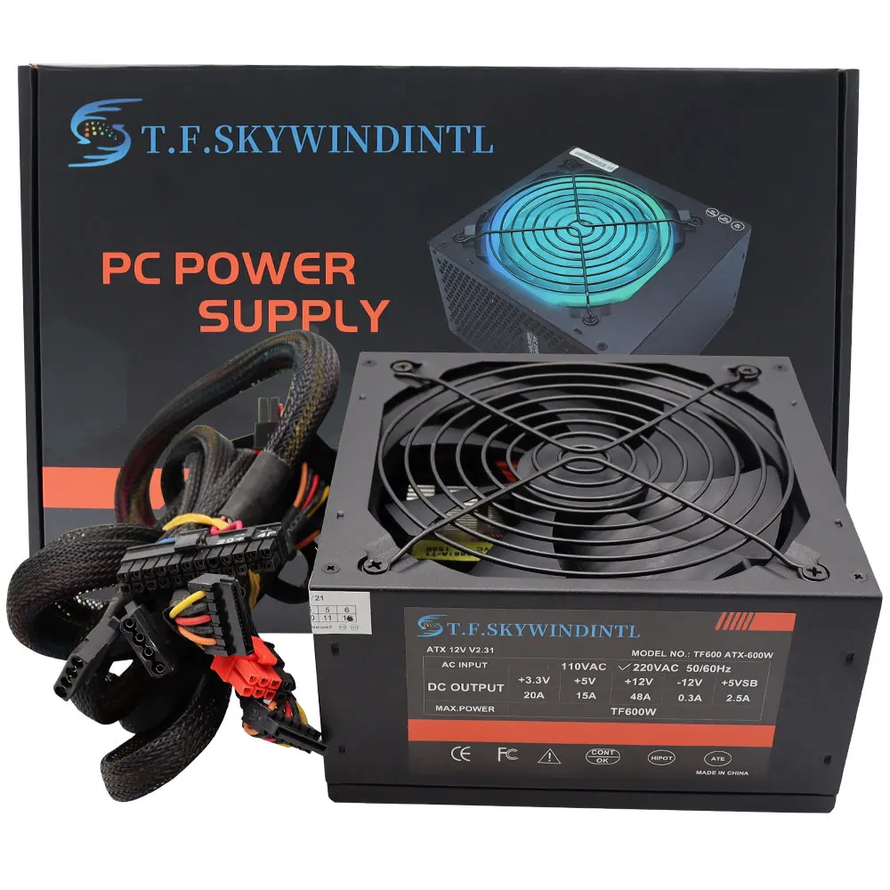 600w Switching Power Supply For Pc Desktop Gaming Psu Active Pfc Power