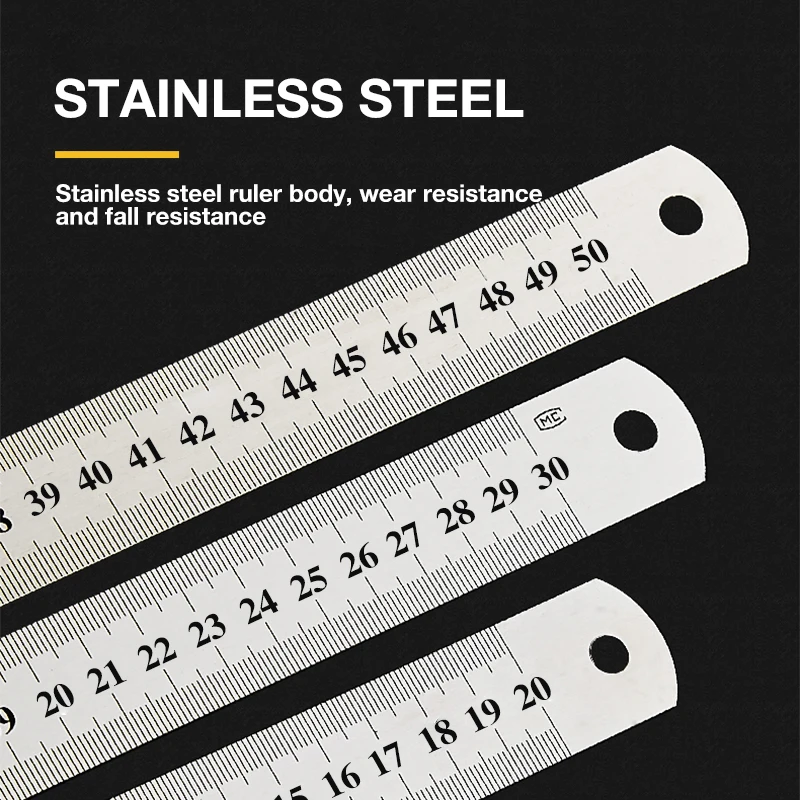 30/50/60cm Metric Stainless Steel Measuring Tool Precision Double Sided Ruler Li 