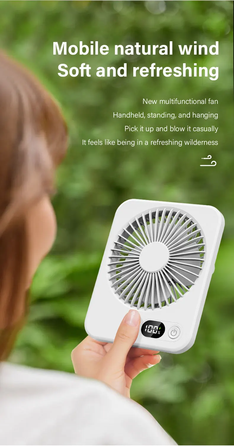 Description Picture 3 of item2025 New Portable Mini Fan USB Charging Long Life Ultra-thin Desktop Fan Large Wind Super Quiet Folding Handheld Table Fan